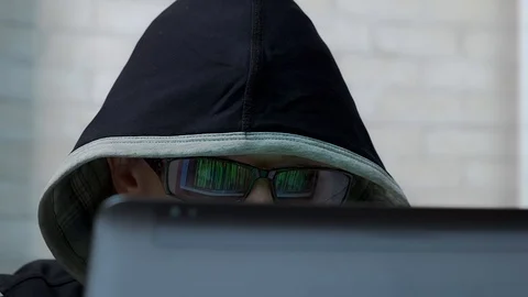 Female hacker hacking a computer in the office. Stock Footage 104479367