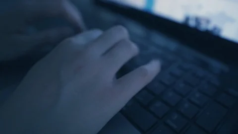 Female hacker working, programming on computer keyboard.  Stock Footage 108249256