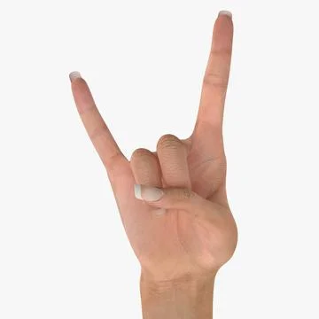 Female Hand 2 Rock And Roll Hand Gesture 3D Model 3D Model