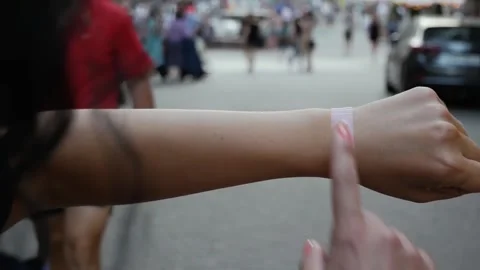 Female hand activates hologram Algorithm Stock Footage 133009398