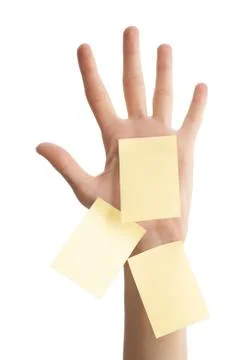 Female hand with blank notes Stock Photos