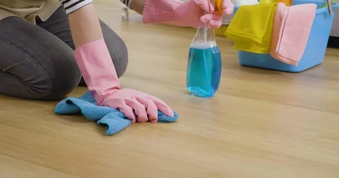Female hand cleaning up doing housework. Stock Footage 102117909
