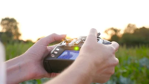 Female hand control the joystick Stock Footage 70724970