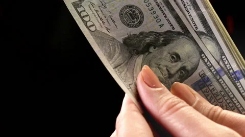 Female hand counting money Stock Footage 44393908