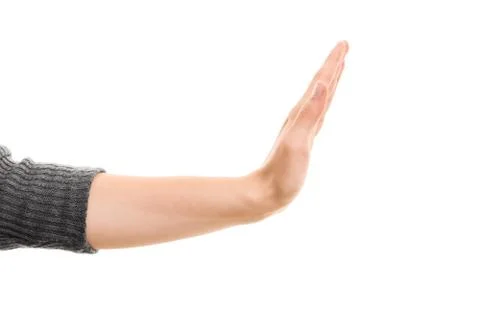 Female hand gesturing stop. Stock Photos