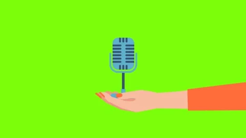 Female hand holding a microphone. Broadcasting. Woman singing song holding mic Stock Footage 341397628
