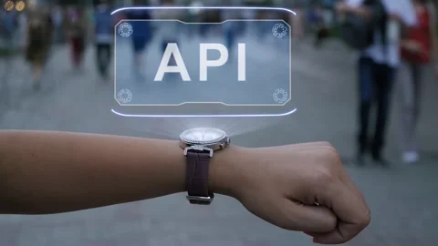 Female hand with hologram API Stock Footage 145583105