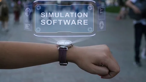 Female hand with hologram Simulation software 스톡 동영상 117045299