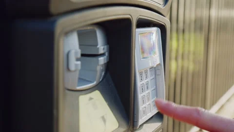 Female hand introducing a pin number code into a terminal. Stock Footage 146498440