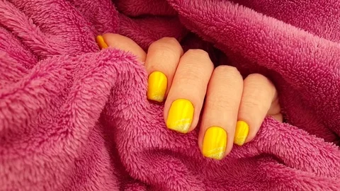 Female hand manicure fur slow motion Stock Footage 111186953