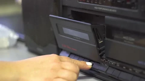 Female hand opens a cassette deck 4K Stock-Footage 168892769
