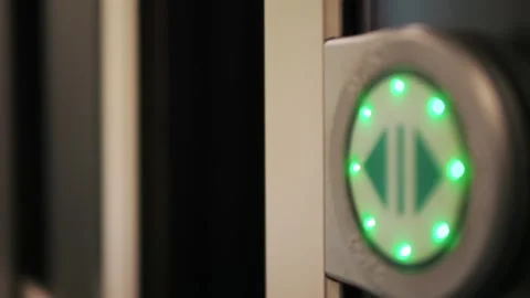 Female Hand Presses Touch Button to Open the Car Door on the Train, 4K Stock Footage 244913455