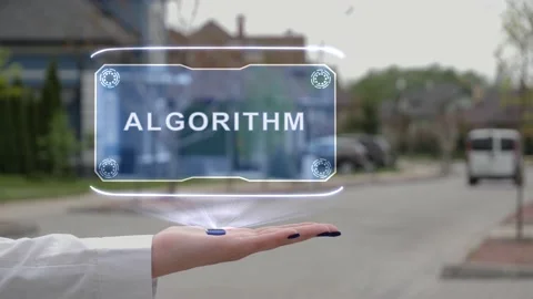 Female hand showing hologram Algorithm Stock Footage 139483177
