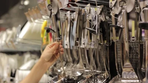 Female hand in a tableware store Stock Footage 91683806