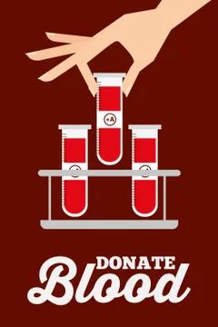Female hand with test tubes on rack donate blood Stockillustratie
