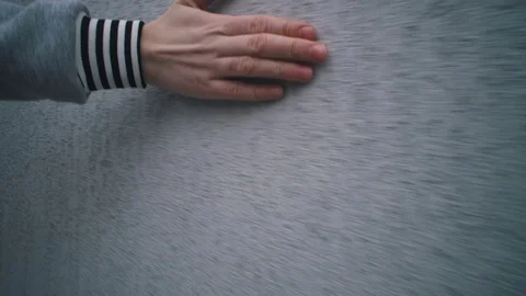 Female hand touch a plastered wall. Stock Footage 107532026