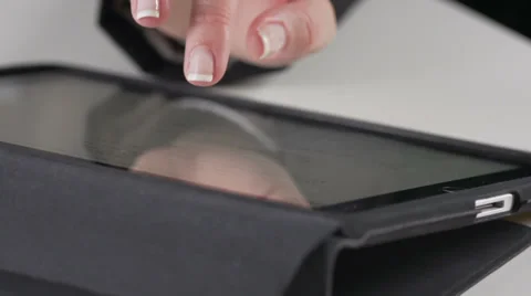 Female Hand Using Digital Tablet Stock Footage 34174699