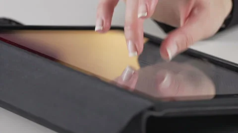 Female Hand Using Digital Tablet Stock Footage 34174855