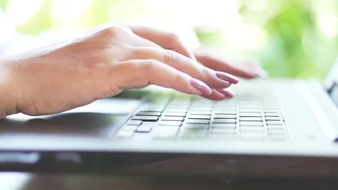 Female hand working on computer notebook 스톡 동영상 83719684