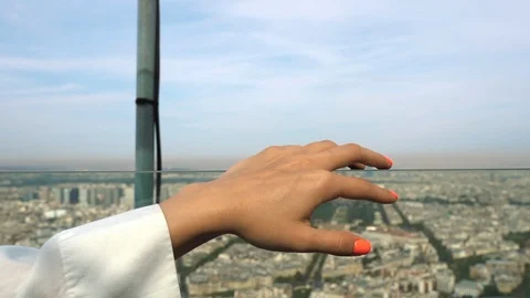 Female hands on the background of Paris skyline Video stock 123739739