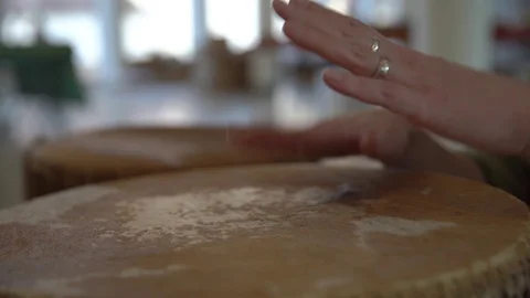 Female hands beating the bongo drum in the musical hall Video stock 103161393