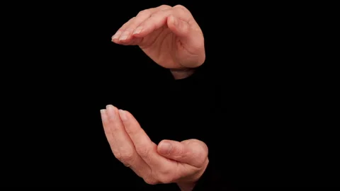 Female hands on black background presenting empty space for compositing Stock Footage 181657323