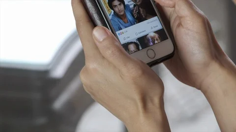 Female hands checking Facebook Stock Footage 91368109