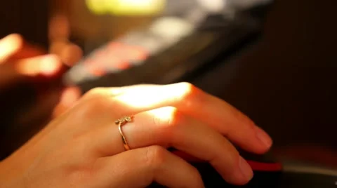 Female Hands Clicking Computer Mouse. Teleworking at Home. Stock Footage 40171150