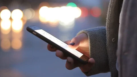 Female hands close up using app social media. Video stock 85497276