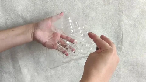Female Hands Closing Empty Clear Plastic Quail Egg Tray Stock-Footage 332409860