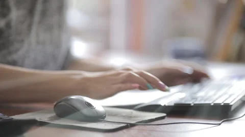Female hands on a computer mouse. Stock Footage 92243175