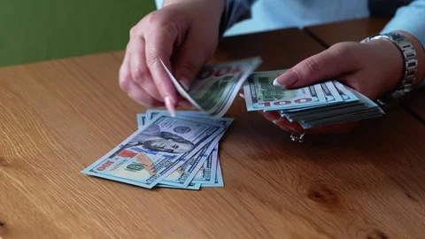 Female Hands Counting 100 Dollar Banknotes Close-Up 4K – Cash Money Financial Stock Footage 332562441