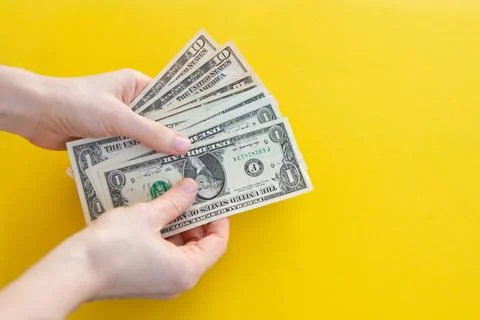 Female hands counting banknotes Stock Photos