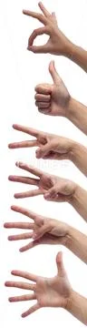 Female hands counting from zero to five Stock Photos