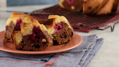 Female hands cutting freshly baked cherry pie Young woman cutting slice of baked Stock Footage 138564492