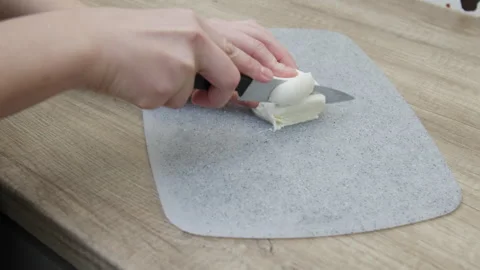 Female hands cutting mozzarella cheese. Stock Footage 266418921