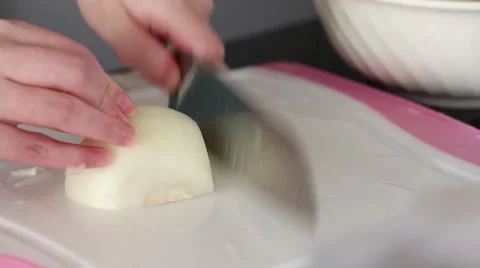 Female hands cutting onions Stock Footage 41898321