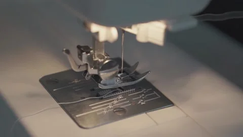 Female hands with denim on the sewing machine, close-up. Stock Footage 165233545
