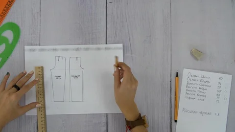 Female hands draw a line using a ruler | Stock Video | Pond5