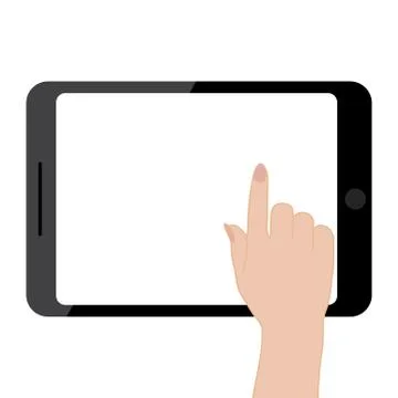 Female hands holding tablet computer touch screen Stock Illustration