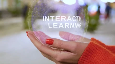 Female hands holding text Interactive Learning Stock Footage 152461071