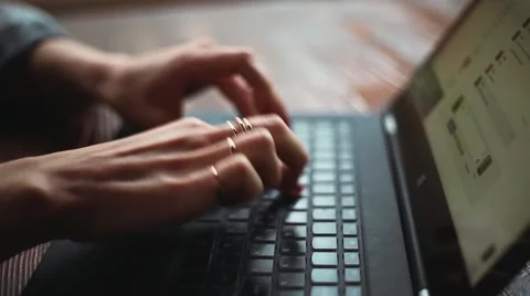 Female hands on keyboard Stock Footage 58321897