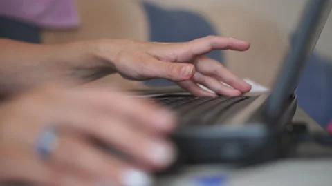 Female hands on the keyboard Stock Footage 201814079