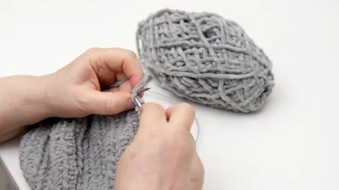 Female hands knitting close-up Video stock 286976965