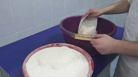 Female hands making dough for pizza Stock Footage 83793251