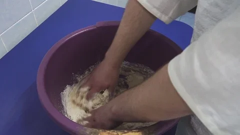 Female hands making dough for pizza Stock Footage 83793306