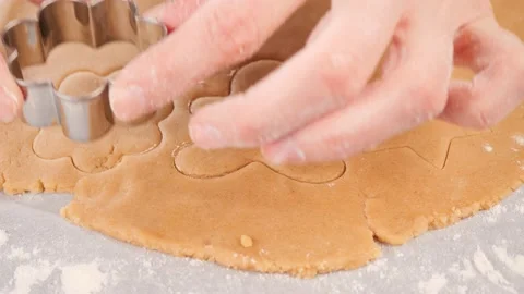 Female Hands Making A festive Cookie from dough Stock-Footage 227278979