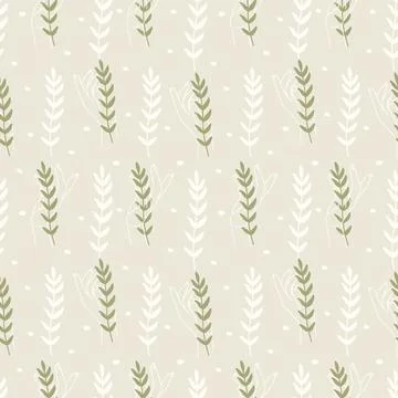 Female hands with natural elements seamless pattern. Branding flat floral d.. Stock Illustration