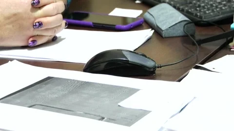 Female hands near a computer mouse Stock Footage 324766525