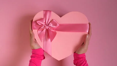 Female hands open box with gift. Stock Footage 170756055